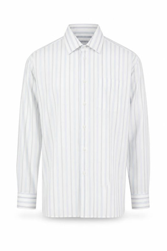 Stafford Men's Blue Striped Long Sleeve Button-Up Shirt