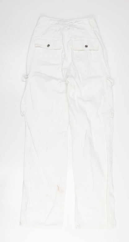 Bershka Women's White Cargo Trousers Size 6