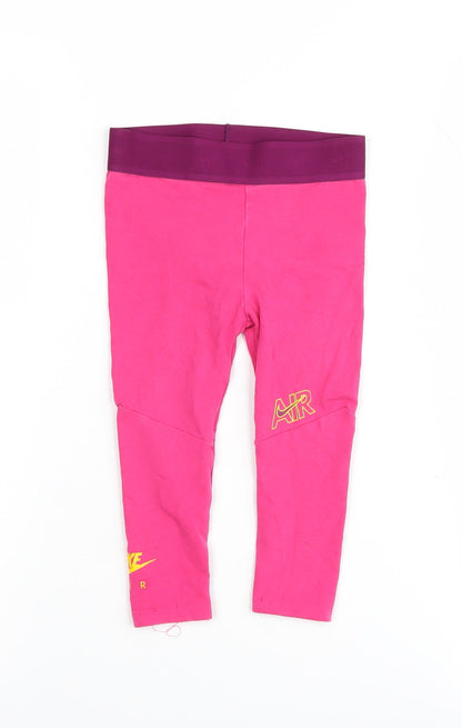 Additional front view of Nike girls’ pink leggings 2 years