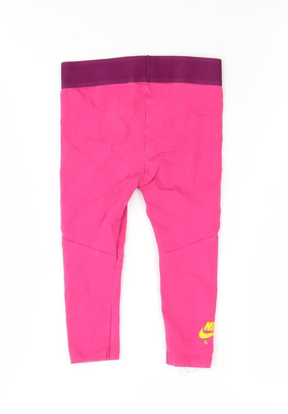 Back view of Nike girls’ pink leggings 2 years