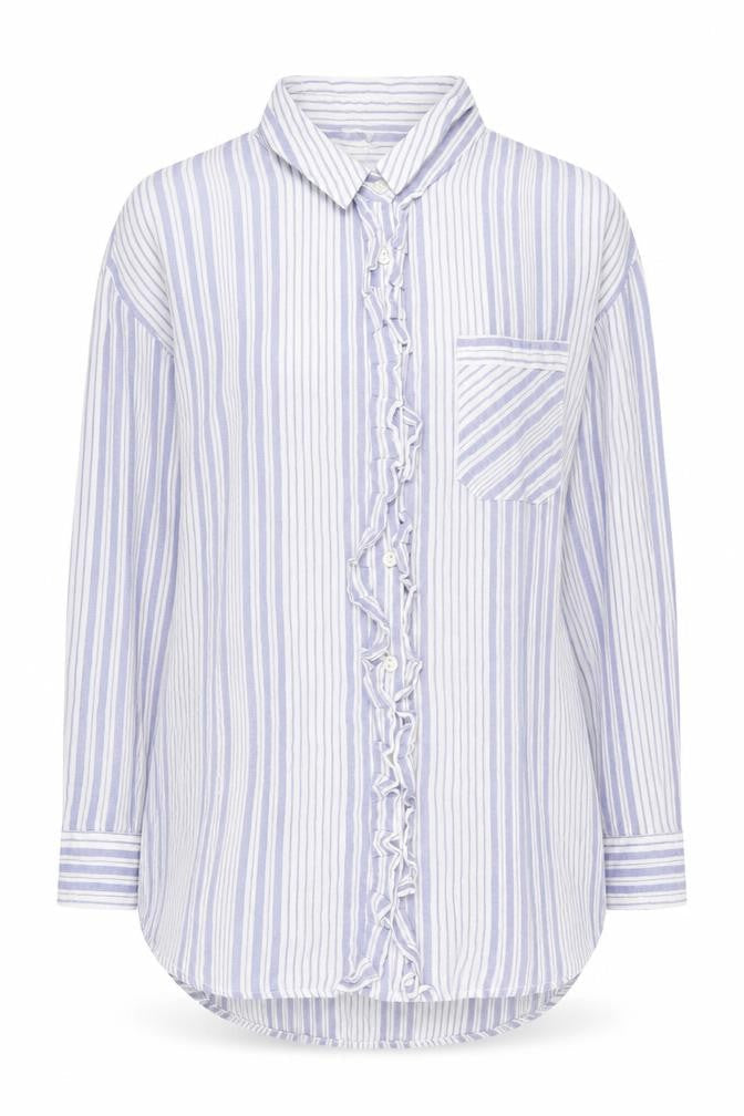 River Island Women's Blue Striped Button-Up Shirt S