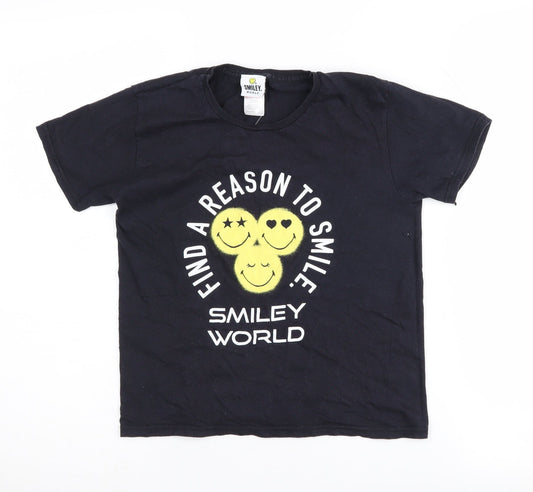 Miss E-Vie Girls Black Graphic T-Shirt 7-8 Years