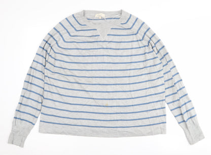 Additional front view of Linea Women's Grey Striped jumper - M