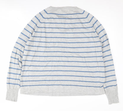 Back view of Linea Women's Grey Striped jumper - M
