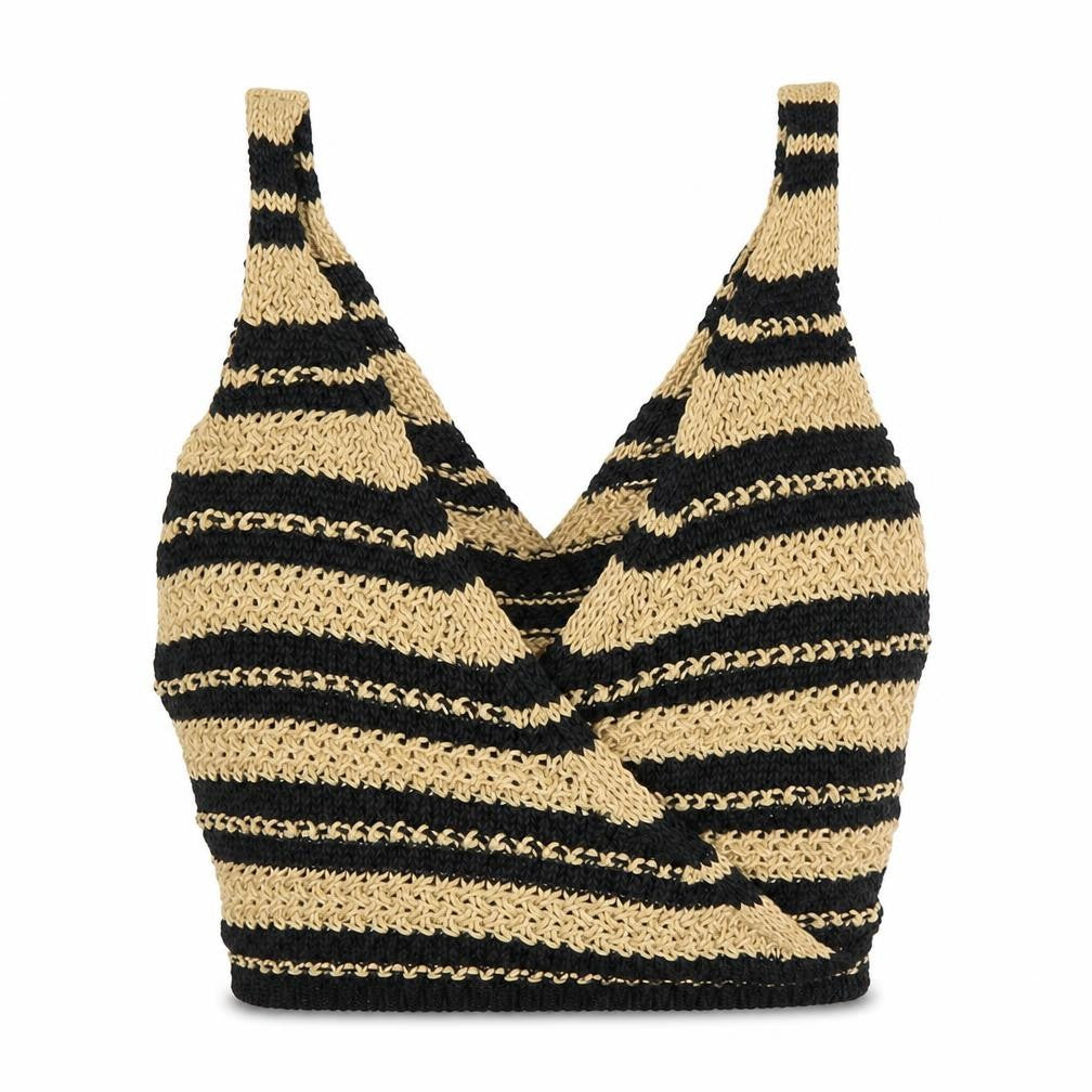Zara Women's Beige Black Striped Wrap Jumper, Size S