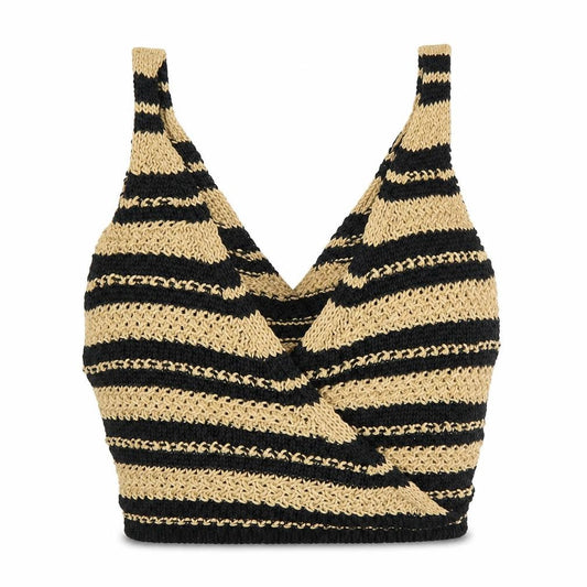 Zara Women's Beige Black Striped Wrap Jumper, Size S