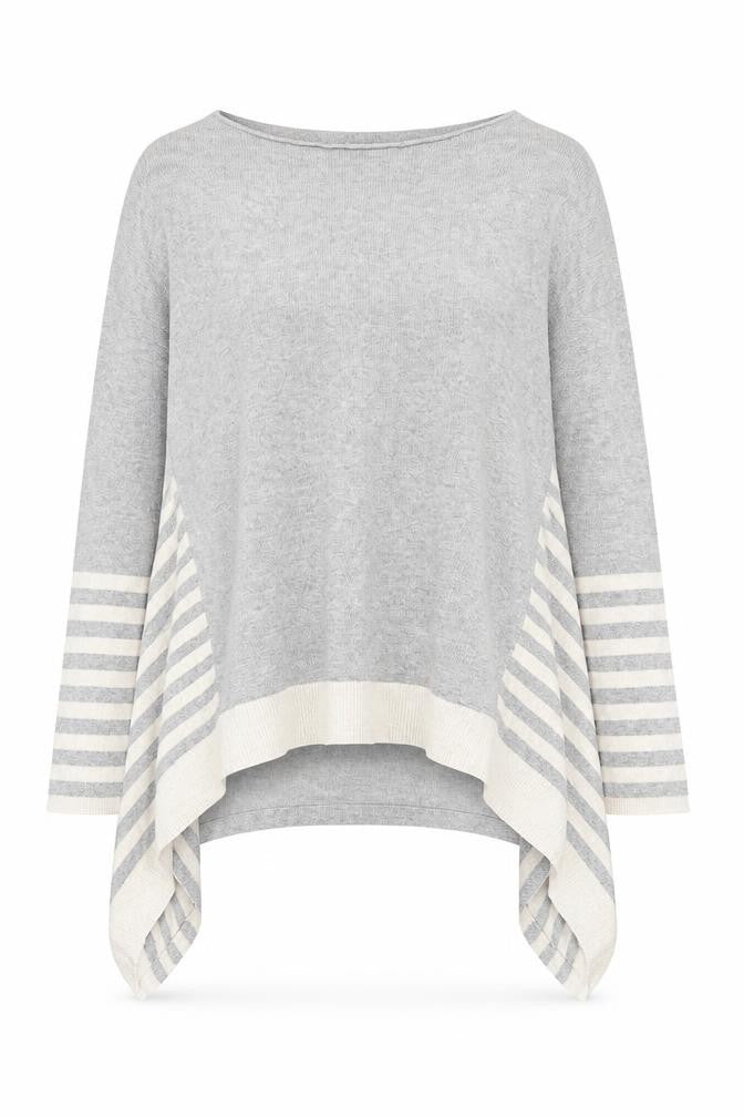 Jorli Women's Grey Striped XL Knit Jumper