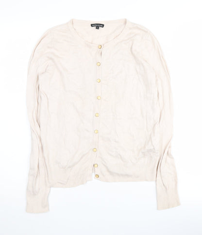 Warehouse Women's Ivory Cardigan, M, Button Accent