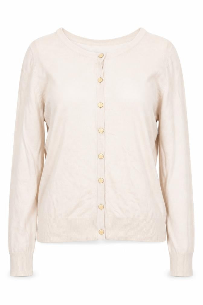 Warehouse Women's Ivory Cardigan, M, Button Accent