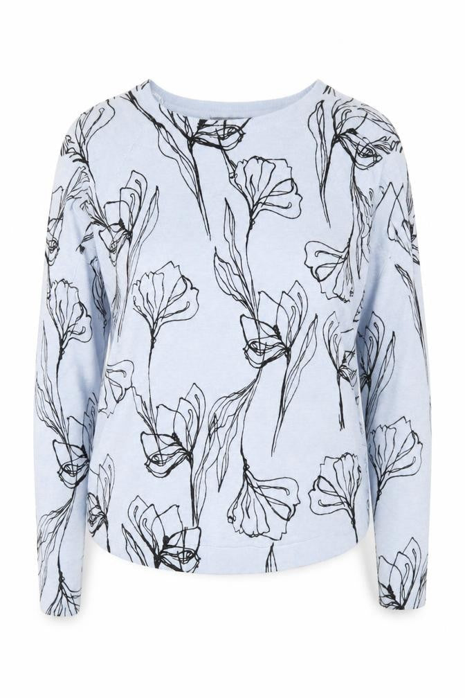 Marks & Spencer Women's Blue Floral Jumper Size 6