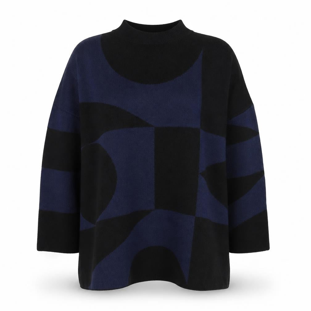 John Lewis Women's Black Geometric Knit Jumper, Size L