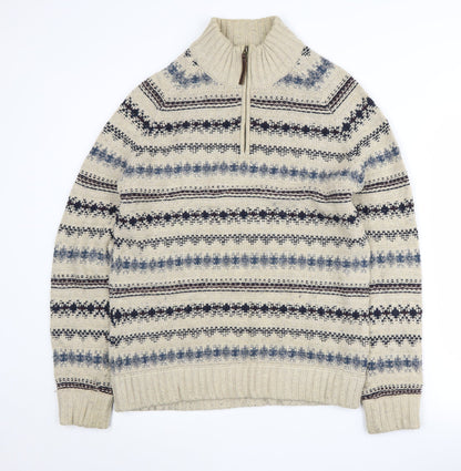 Debenhams Men's Beige Medium 1/4 Zip Jumper