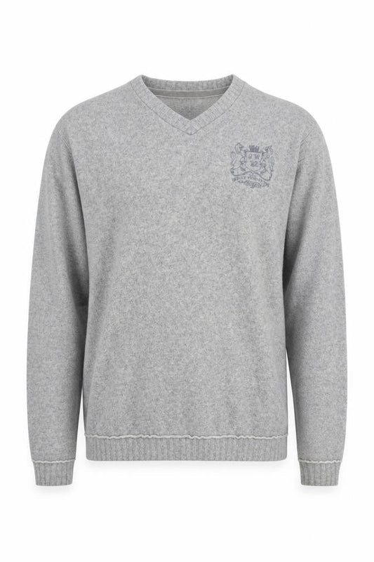 Jack Wills Men's Grey Wool Blend V-Neck Jumper Large