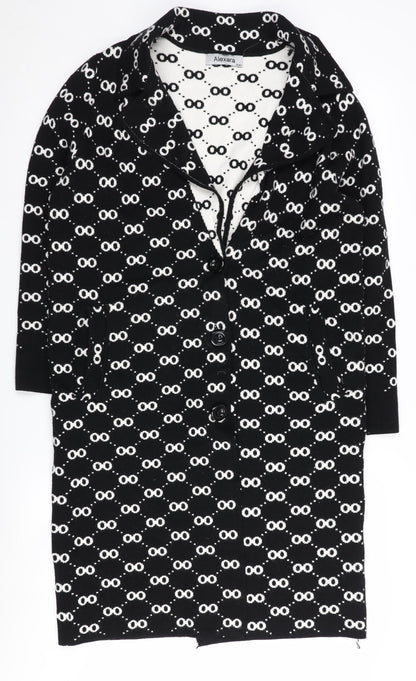 Additional front view of Alexara Women's Black Mid-Length Coatigan, M