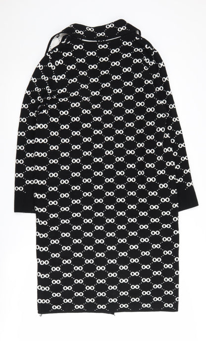 Back view of Alexara Women's Black Mid-Length Coatigan, M