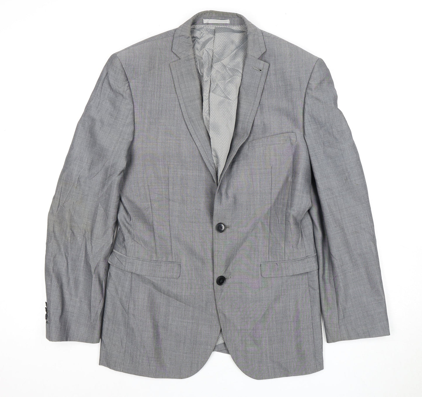 Next Men's Grey Blazer, 36S, Wool Blend, Formal