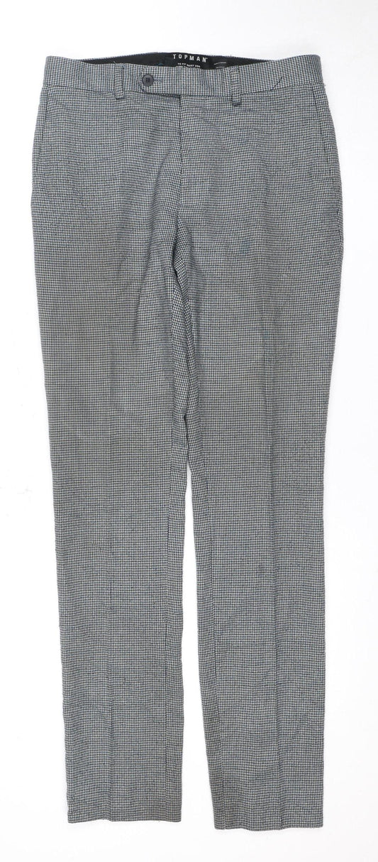 Topman Men's Grey Check Trousers - 28R