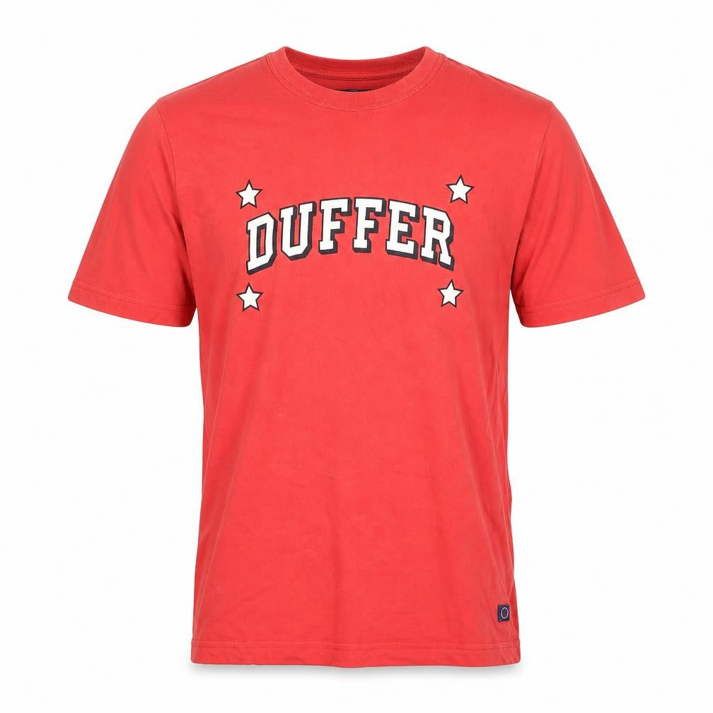 Duffer Men's Red Small T-Shirt Crew Neck Logo