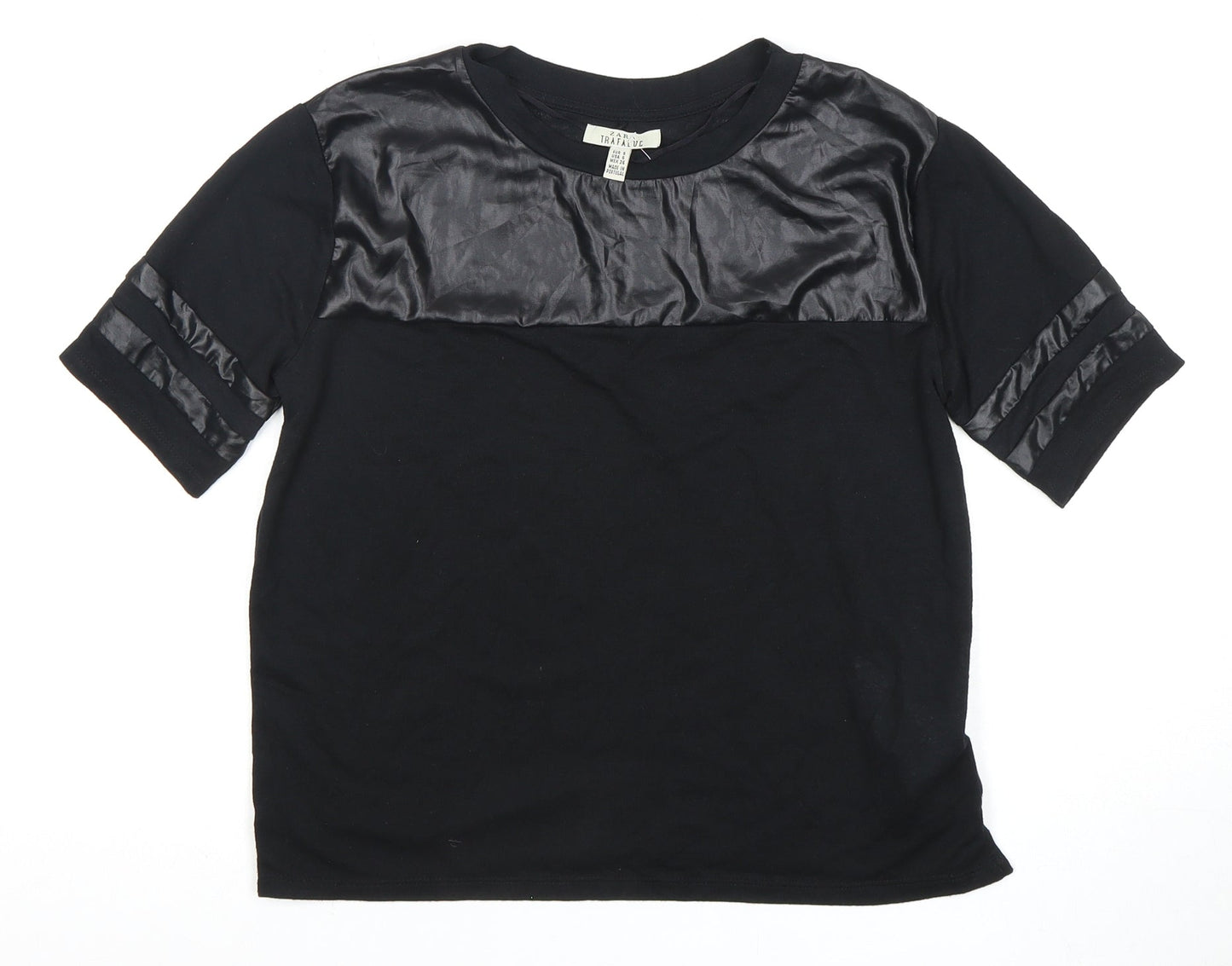 Zara Women's Black Quilted T-Shirt, Size S