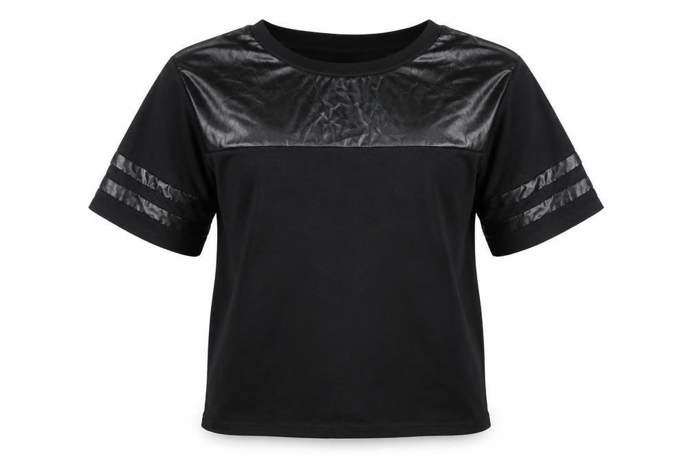 Zara Women's Black Quilted T-Shirt, Size S