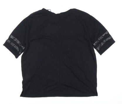 Zara Women's Black Quilted T-Shirt, Size S