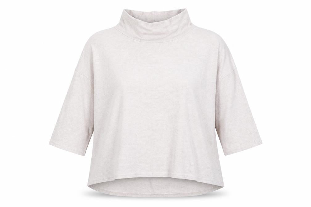 Please Style Women's Ivory 3/4 Sleeve Cowl Neck Top
