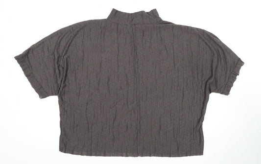 Zara Women's Grey Short Sleeve Mock Neck Top