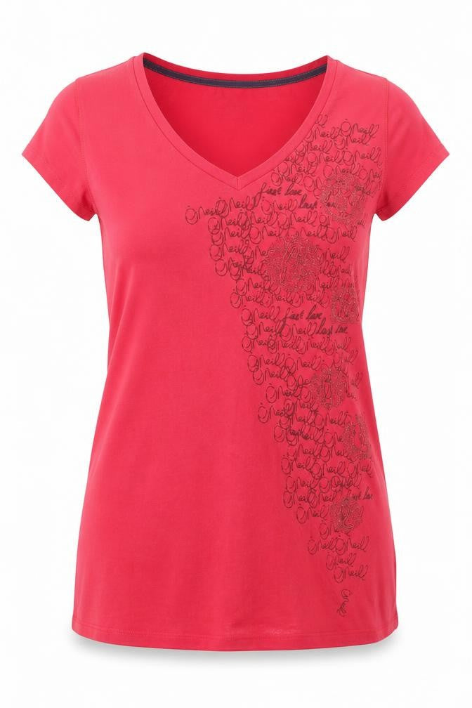 O'Neill Women's Red V-Neck T-Shirt, Size 7, Casual Wear