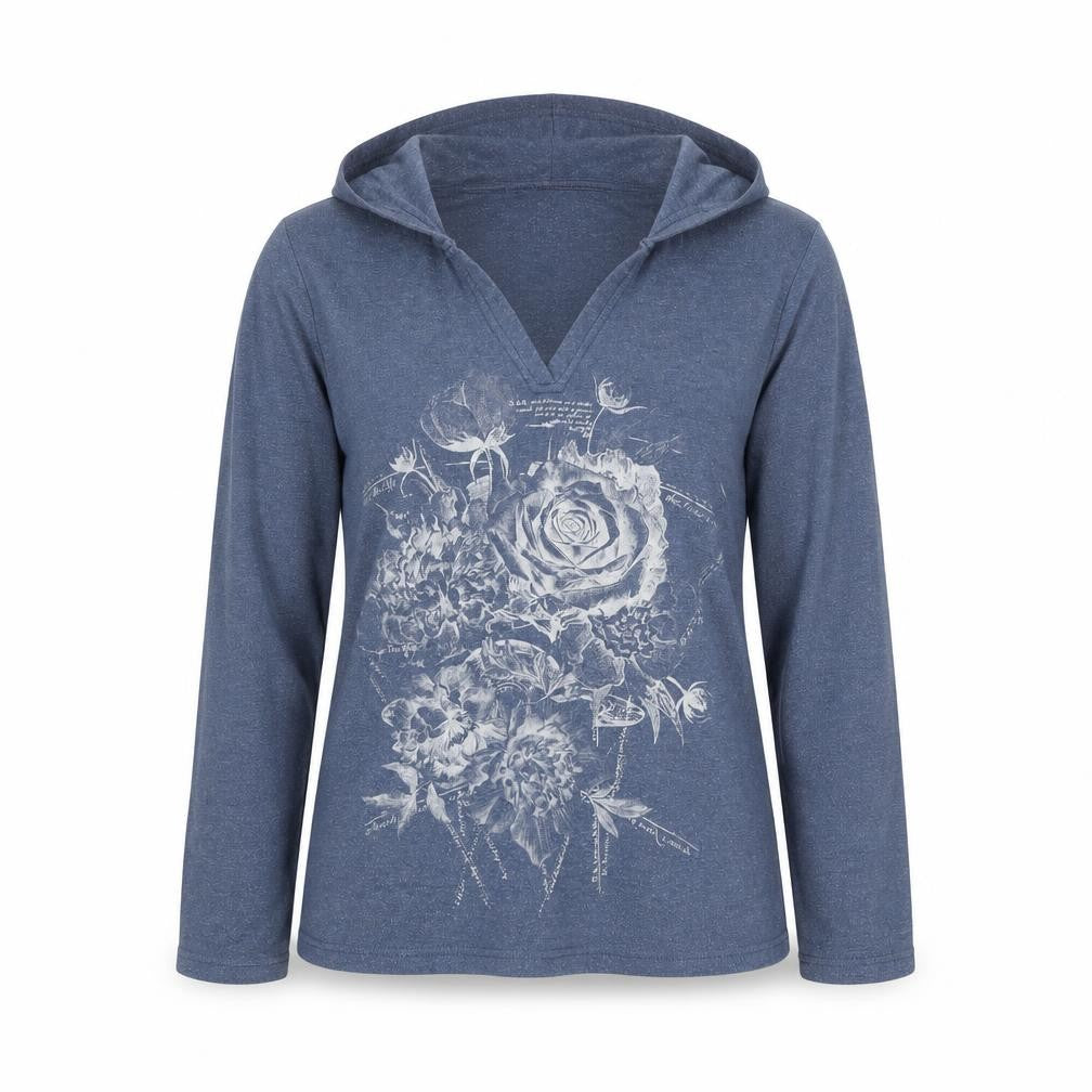 Carry Your's Blue Floral Graphic Hoodie, Women M Casual