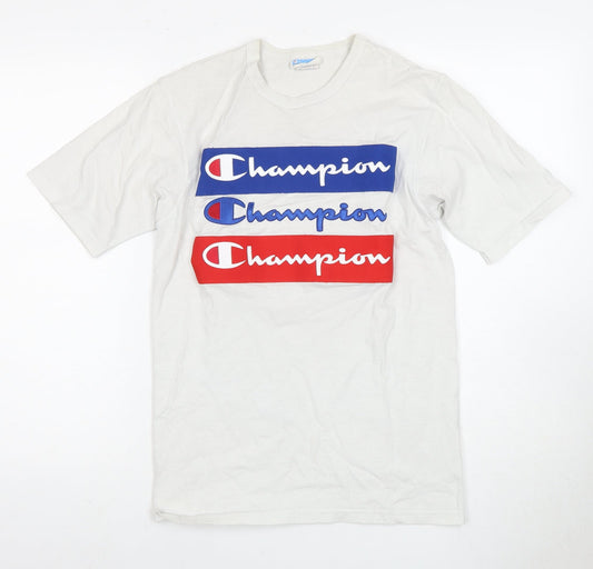 Champion Men's Small White Graphic Print T-Shirt