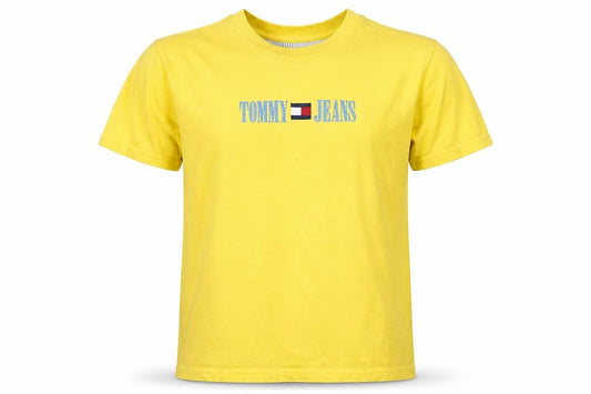 Tommy Jeans Yellow T-Shirt Men's S Cotton Crew Neck