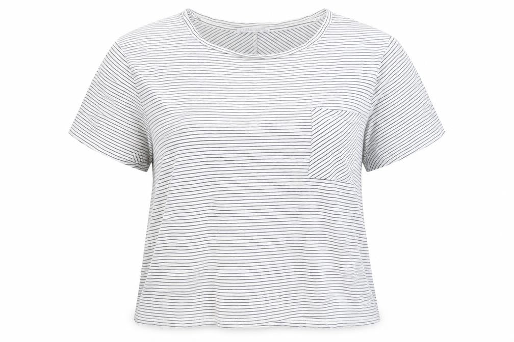 Zara Women's White Striped T-Shirt Size 12