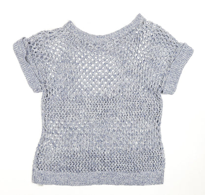 Dorothy Perkins Women's Blue Open-Knit Pullover Jumper