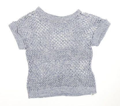 Dorothy Perkins Women's Blue Open-Knit Pullover Jumper