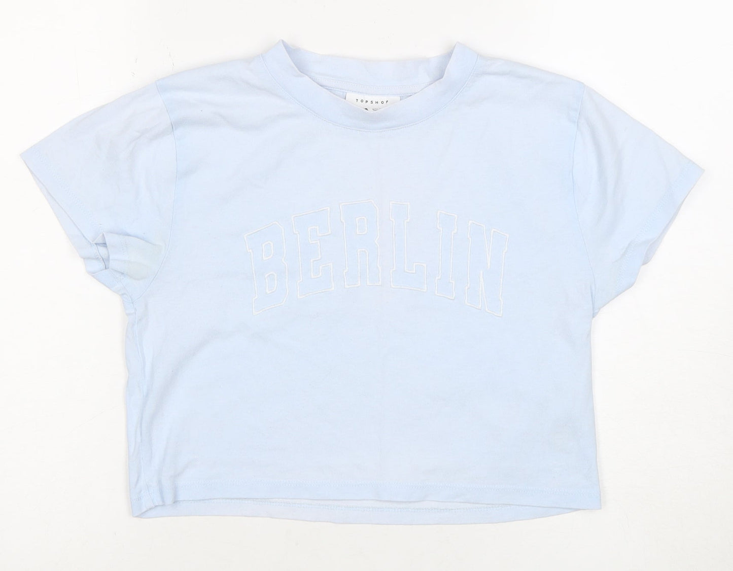 Topshop Women’s Blue Cropped T-Shirt UK 8