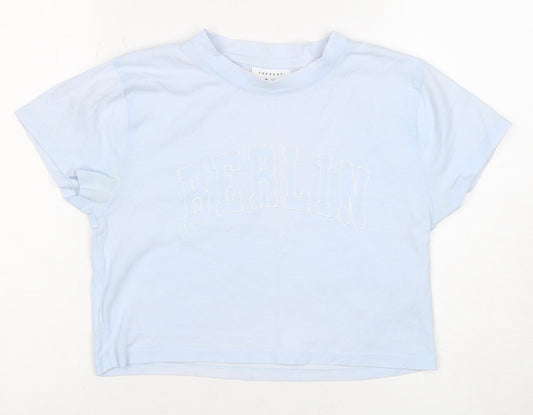 Topshop Women’s Blue Cropped T-Shirt UK 8