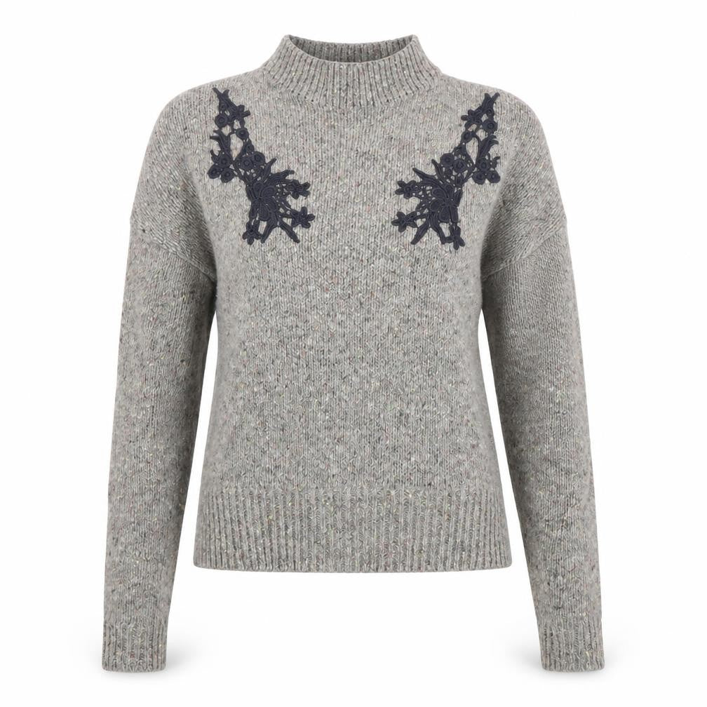 French Connection Women's Grey High Neck Pullover Jumper, S