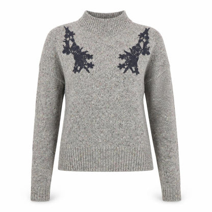 Front view of French Connection Women's Grey High Neck jumper, S
