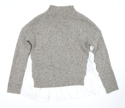 Back view of French Connection Women's Grey High Neck jumper, S