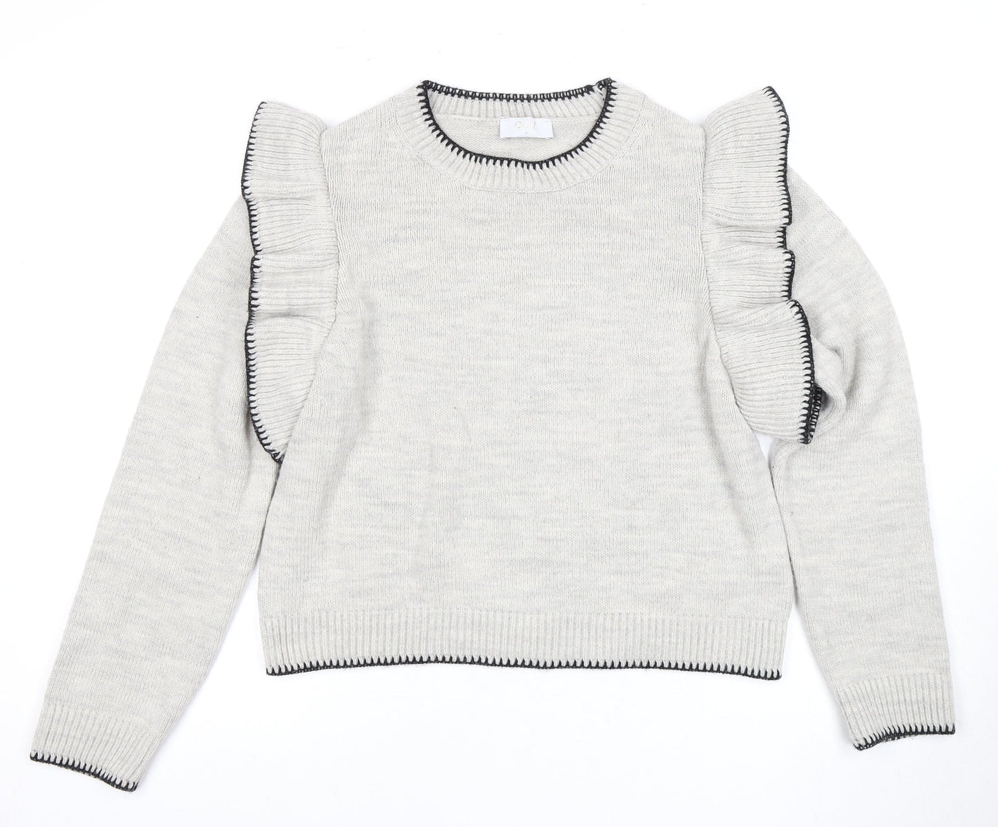 Quiz Women's Grey Ruffle Sleeve Pullover Jumper L