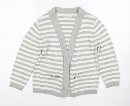 BHS Women's Grey Striped Cardigan Size 12