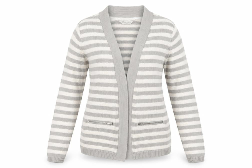 BHS Women's Grey Striped Cardigan Size 12