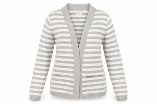 BHS Women's Grey Striped Cardigan Size 12