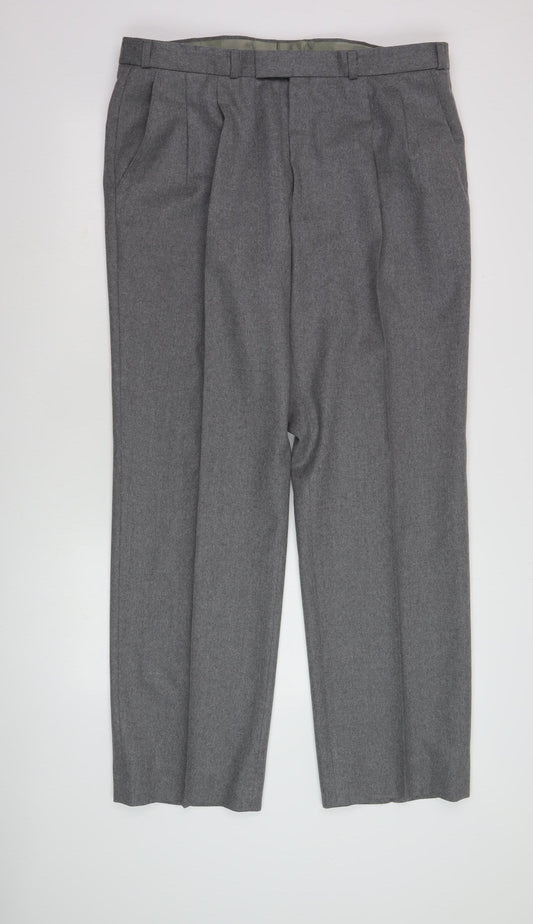 Centaur Men's Grey Wool Formal Trousers 46L