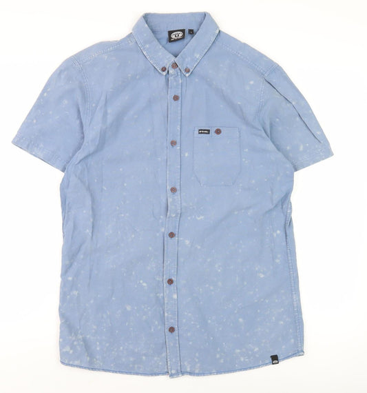 Animal Men's Blue Short Sleeve Casual Shirt - Size L