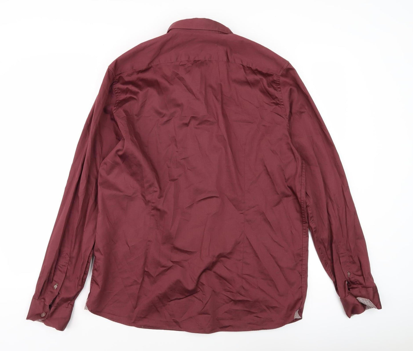 Ted Baker Men's Red Long Sleeve Casual Button-Up Shirt