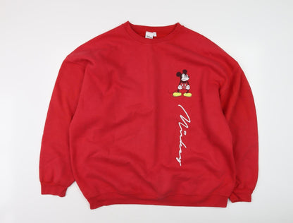 Preloved Disney Unisex Red L Mickey Mouse Pullover Sweatshirt - Front