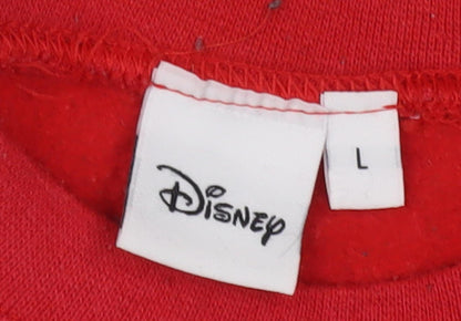 Preloved Disney Unisex Red L Mickey Mouse Pullover Sweatshirt - Detail