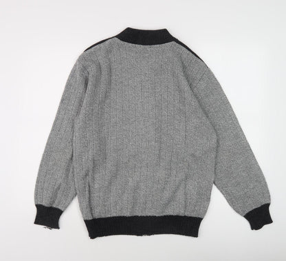 Back view of Bellisimo Men's Grey Argyle Knit Jacket M