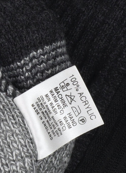Brand and care label for Bellisimo Men's Grey Argyle Knit Jacket M